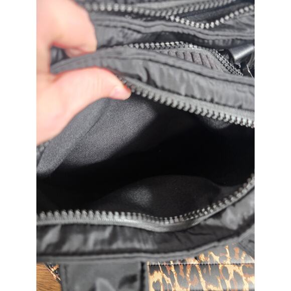 Steve Madden Crossbody Blk Puffer Purse and Puffer Leopard Print Wallet - Picture 5 of 14